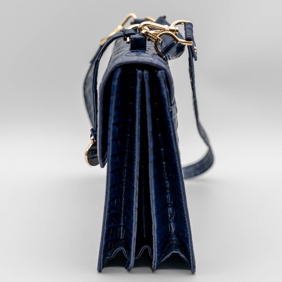 Retro Glam MWOT Brahmin Retired Hallie Ink Leontyne Bule Sachel - Picture 2 of 10